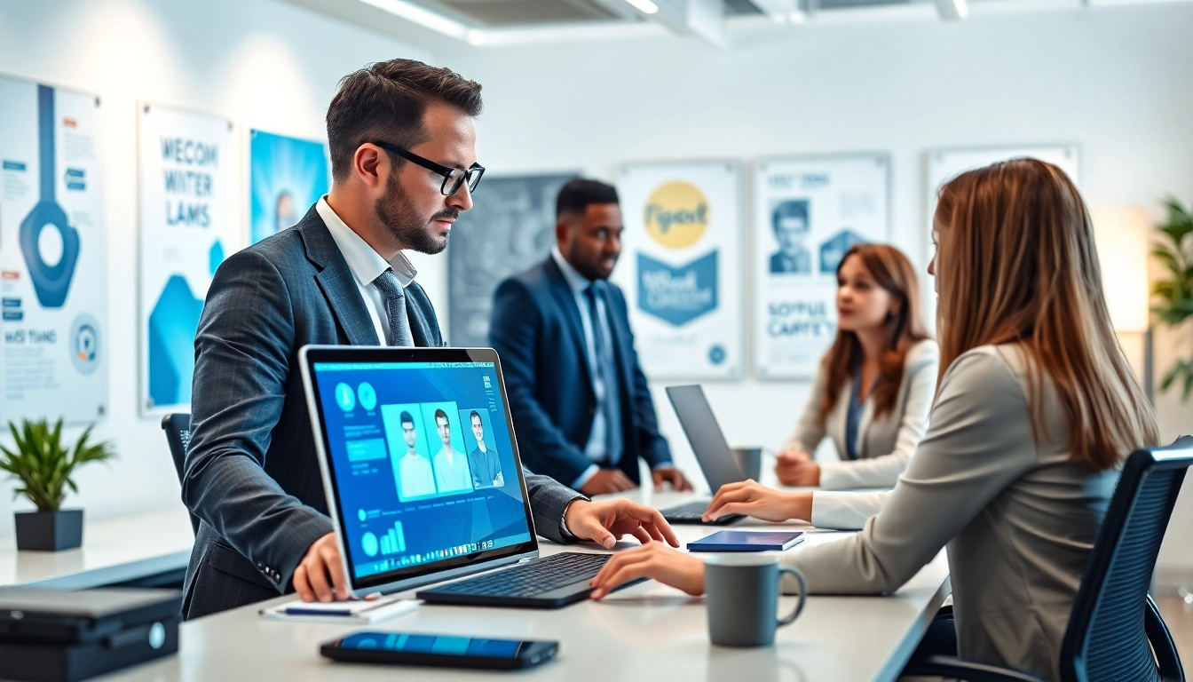 Headhunter IT evaluating candidates and collaborating with clients in a professional office.