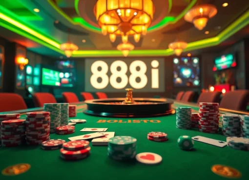Experience top-tier gambling thrills with 88i nhà cái featuring an exciting casino table and roulette wheel.