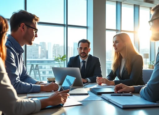 Headhunter IT bespricht Karrierechancen mit Kandidaten in einem modernen Büro.