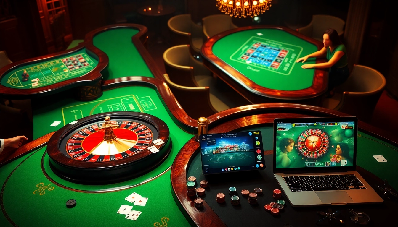 Engaged players at luxurious casino tables explore the tr88 link for thrilling gambling adventures.