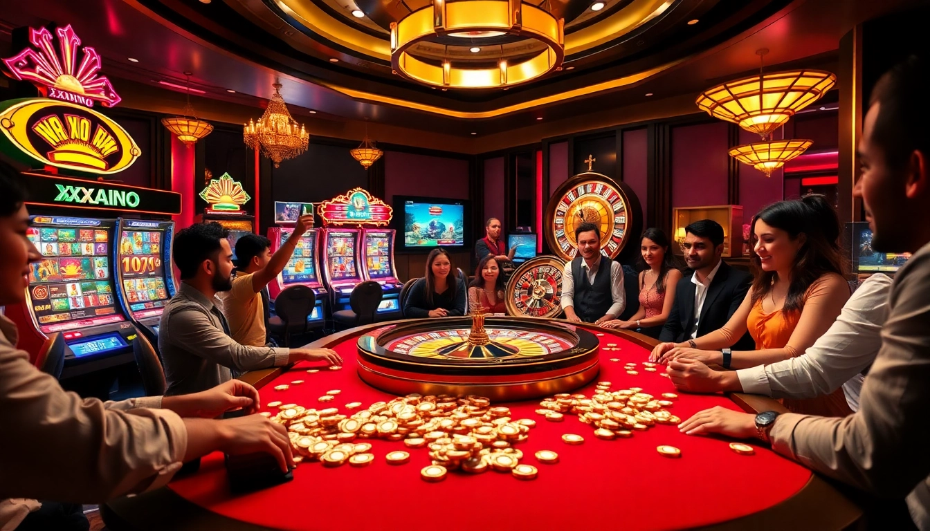 Players enjoying intense gameplay at XX88 Casino's vibrant gaming table with thrilling atmosphere.