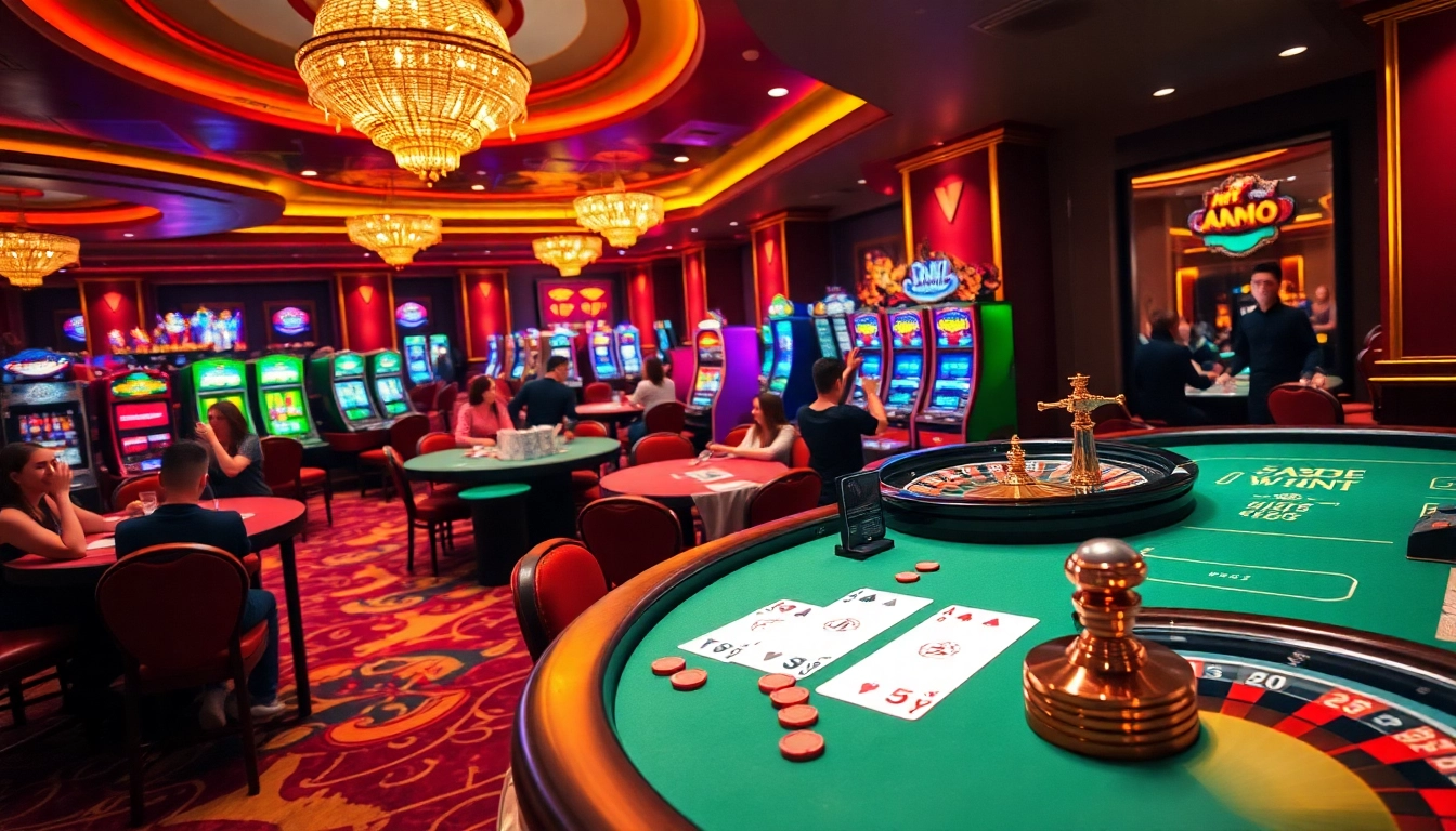 Players celebrating winnings at AZ88, showcasing a vibrant casino environment.