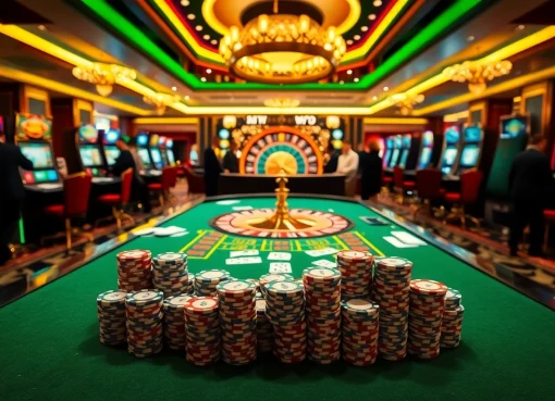 Bet big at a high-stakes casino table with b52 poker chips and cards.