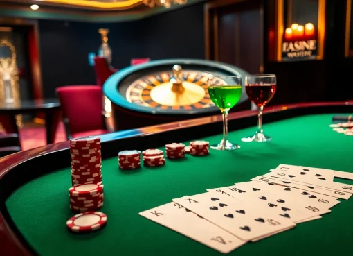 Experience the thrill of gaming at CM88 with vibrant poker chips and illuminated roulette tables.
